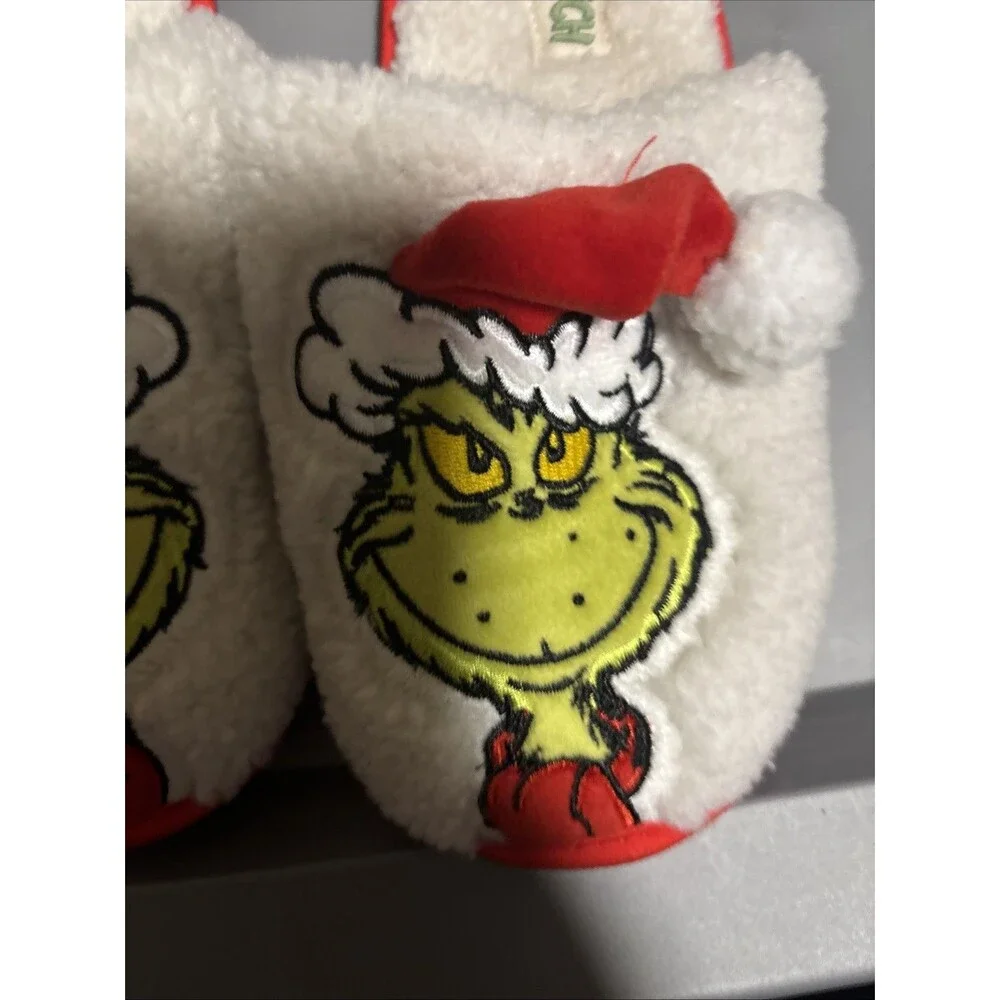 Dr. Seuss Grinch Christmas Scuff Slippers Kids Boys Or  Girls Size 2-3